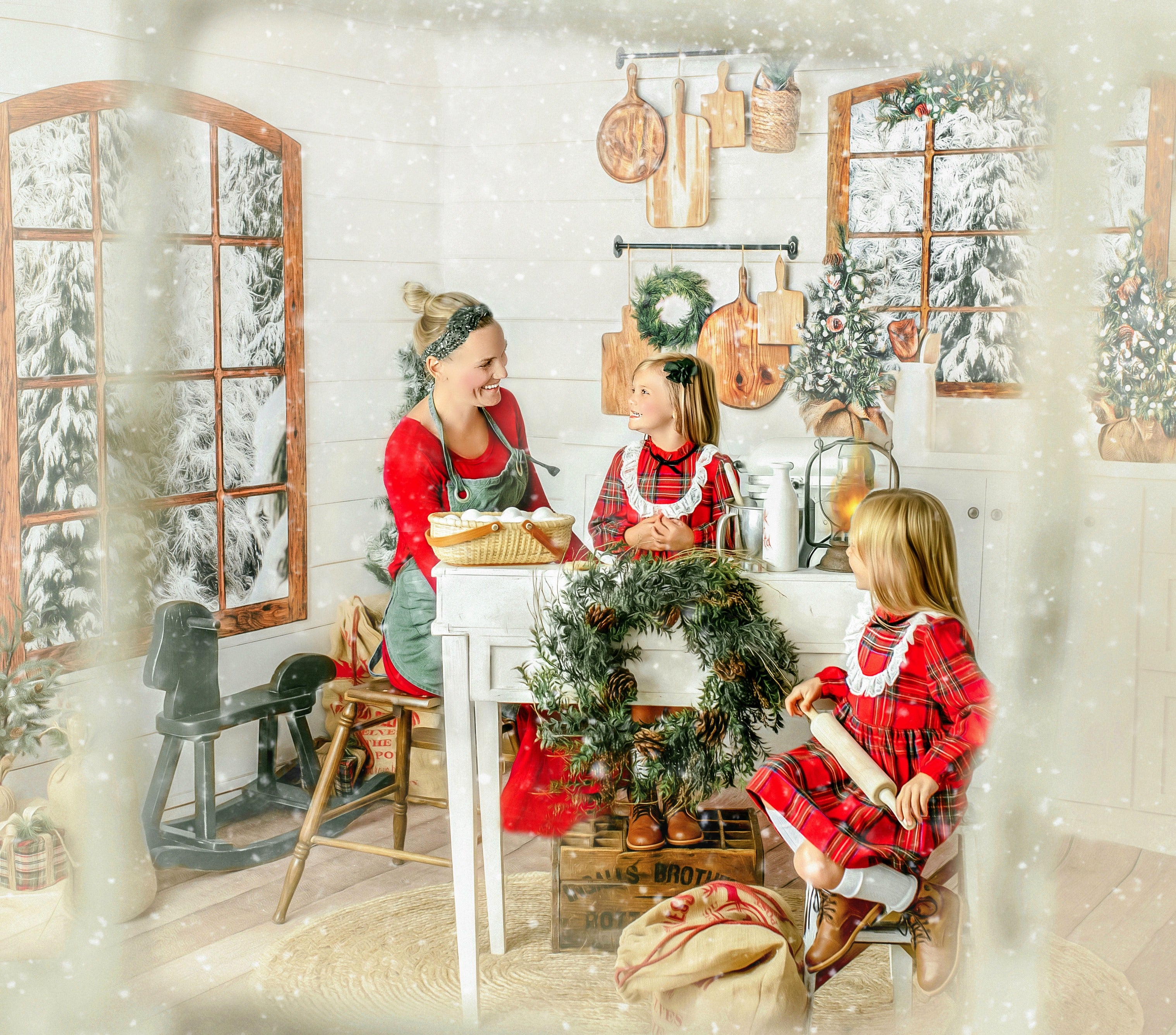 Rustic Snowy Kitchen Room – Fancy Fabric & Props