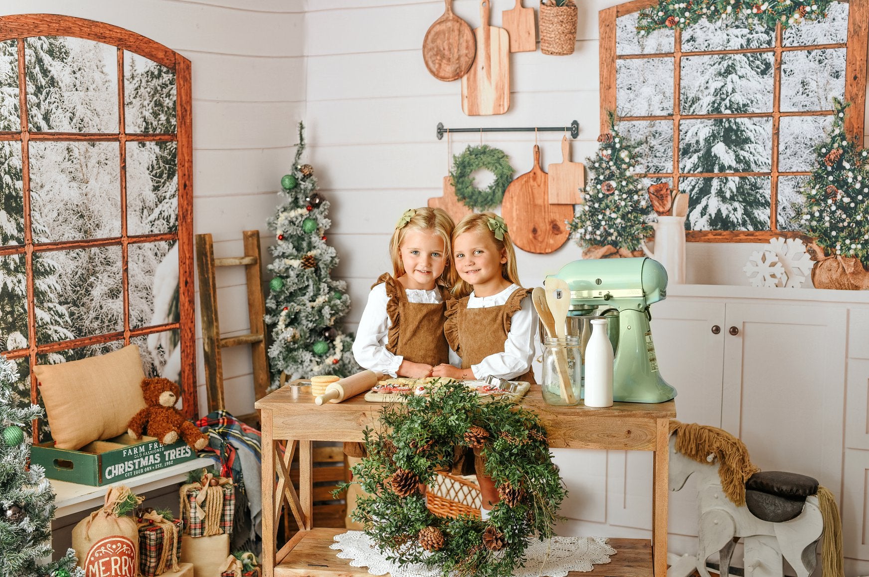Rustic Snowy Kitchen Room – Fancy Fabric & Props