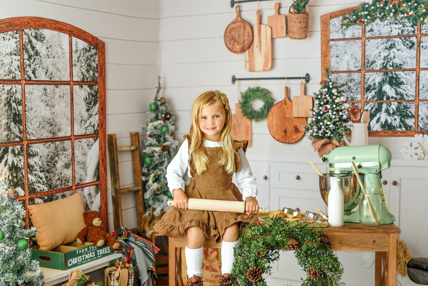 Rustic Snowy Kitchen Room – Fancy Fabric & Props