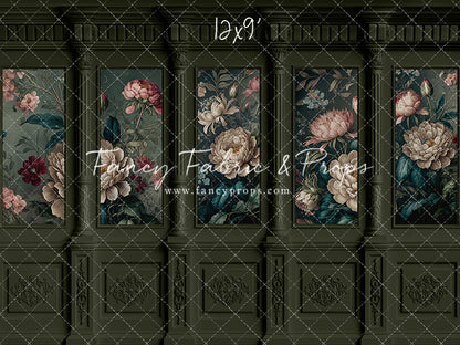 Moody Olive Wainscoting Wall - With Sweep Option