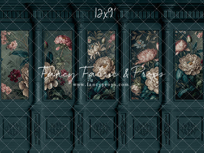 Moody Teal Wainscoting Wall - With Sweep Option