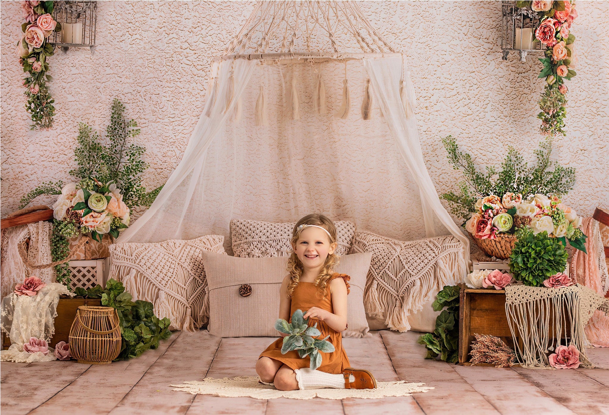 Top Fancy Fabric & Props Boho Oasis Photography Backdrop 7x6