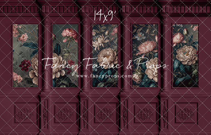 Moody Magenta Wainscoting Wall - With Sweep Option