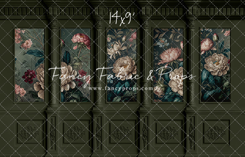 Moody Olive Wainscoting Wall - With Sweep Option