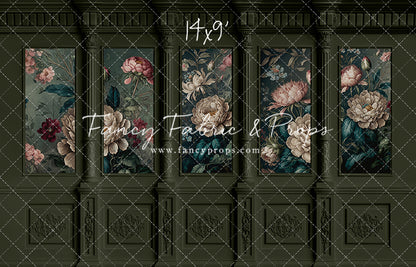 Moody Olive Wainscoting Wall - With Sweep Option