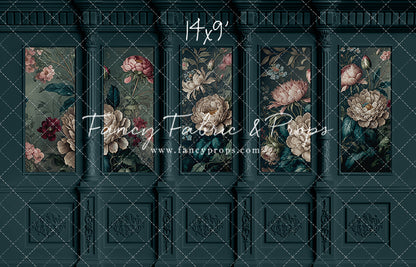 Moody Teal Wainscoting Wall - With Sweep Option