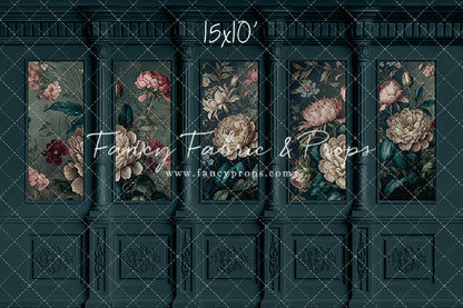 Moody Teal Wainscoting Wall - With Sweep Option