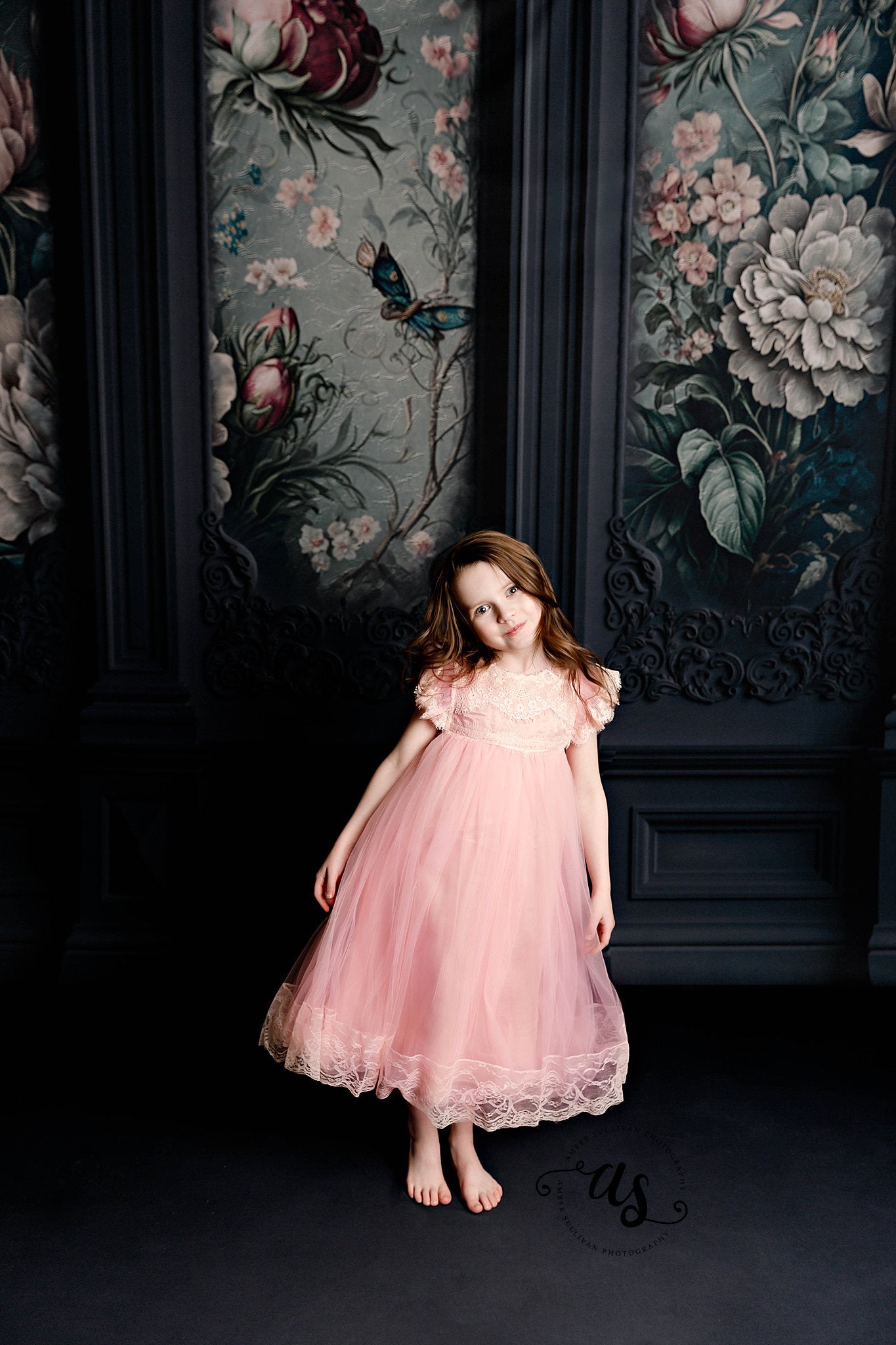 Black Floral Victorian Wall - With Sweep Option