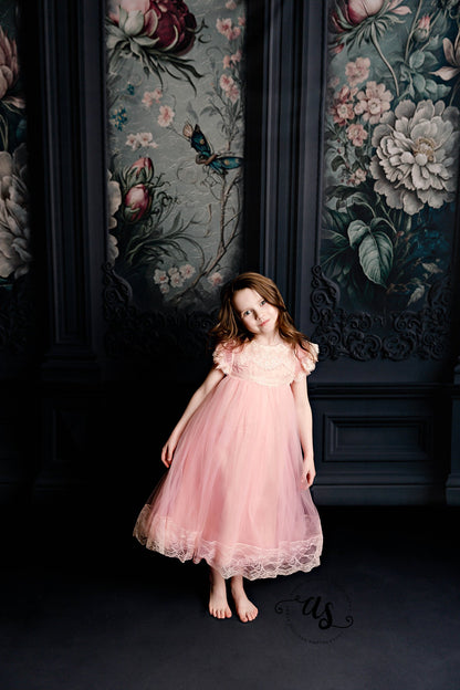 Black Floral Victorian Wall - With Sweep Option