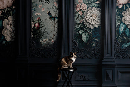 Black Floral Victorian Wall - With Sweep Option