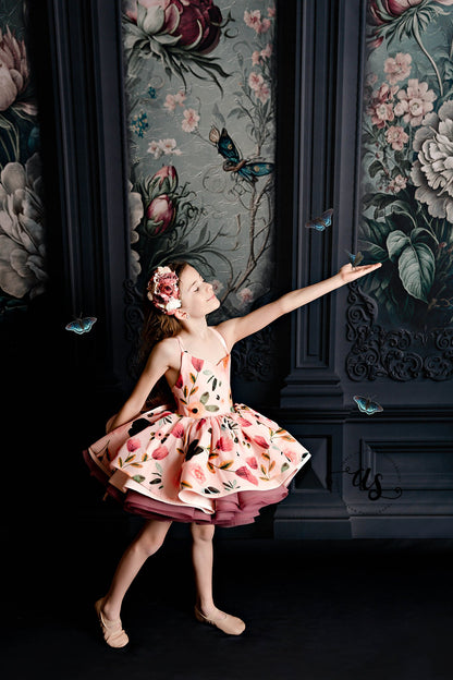 Black Floral Victorian Wall - With Sweep Option