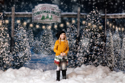 Evening Snowy Tree Farm Entrance