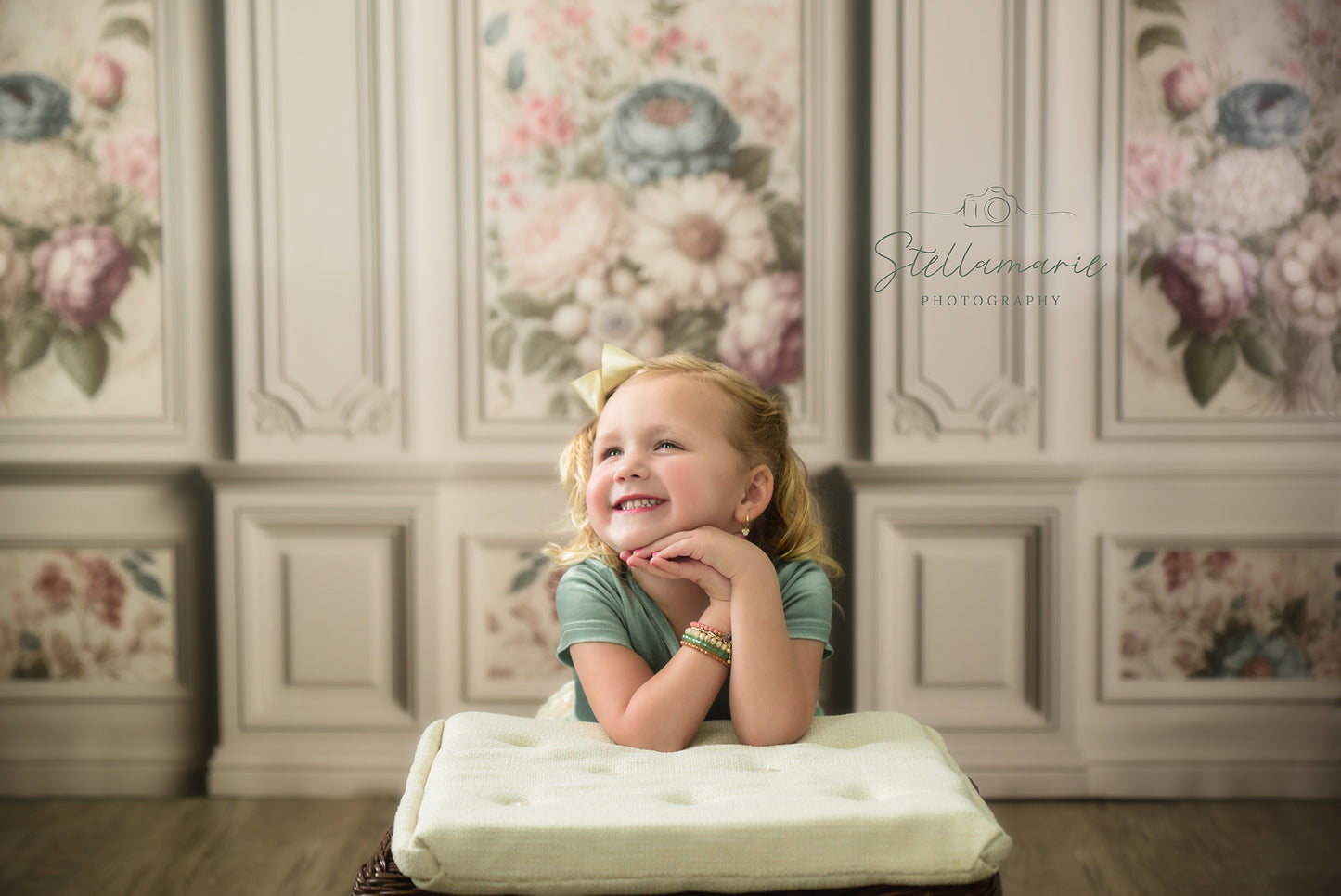 Ivory Floral Victorian Wall - With Sweep Option