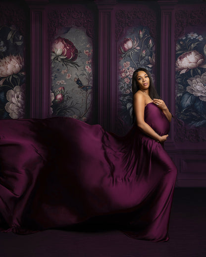 Plum Floral Victorian Wall - With Sweep Option