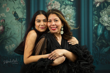 Teal Floral Victorian Wall - With Sweep Option