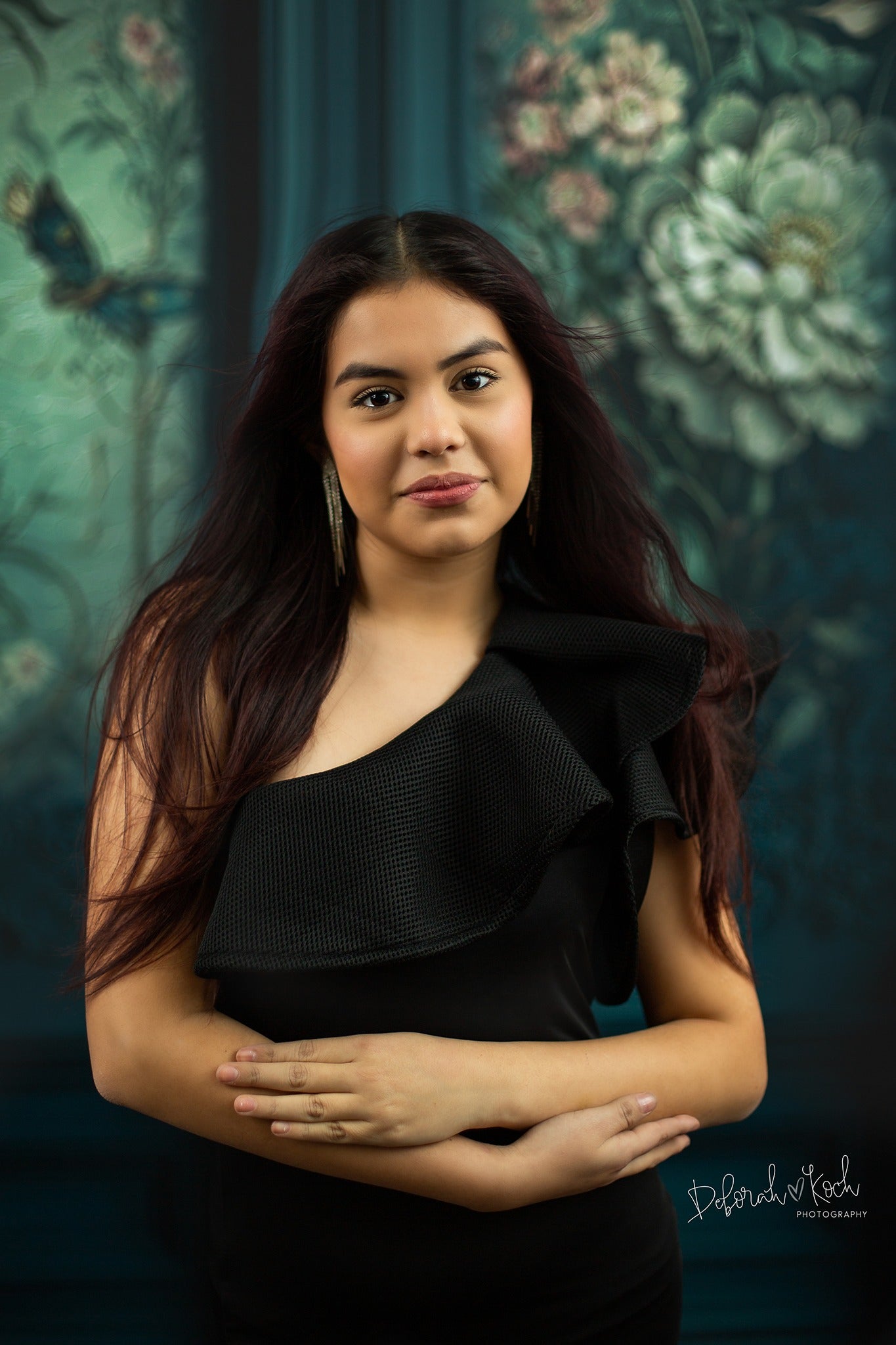 Teal Floral Victorian Wall - With Sweep Option