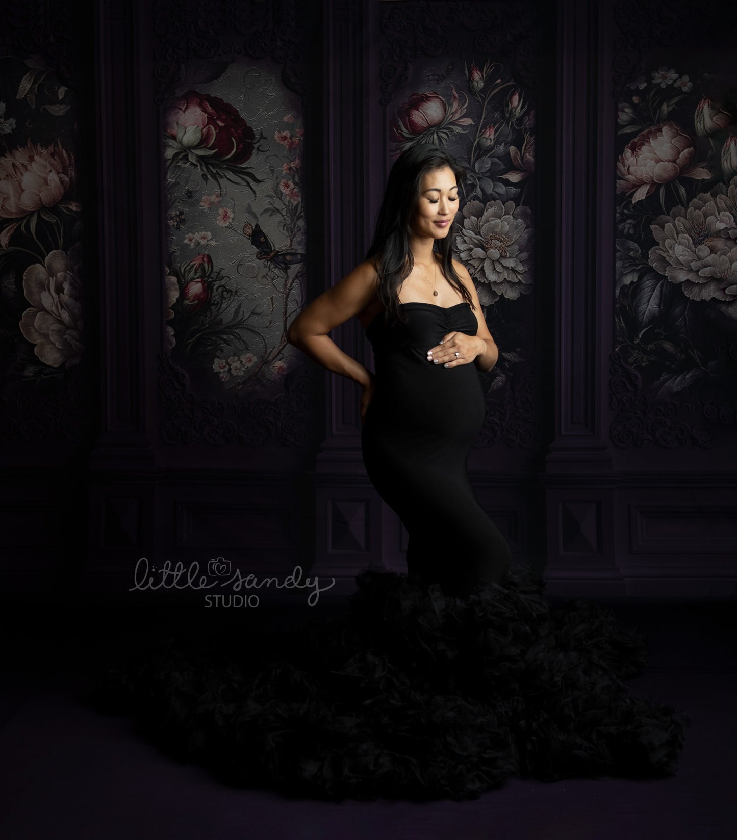 Plum Floral Victorian Wall - With Sweep Option