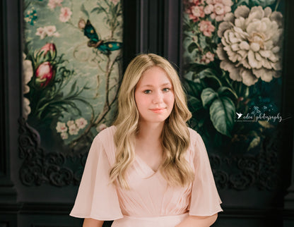 Black Floral Victorian Wall - With Sweep Option