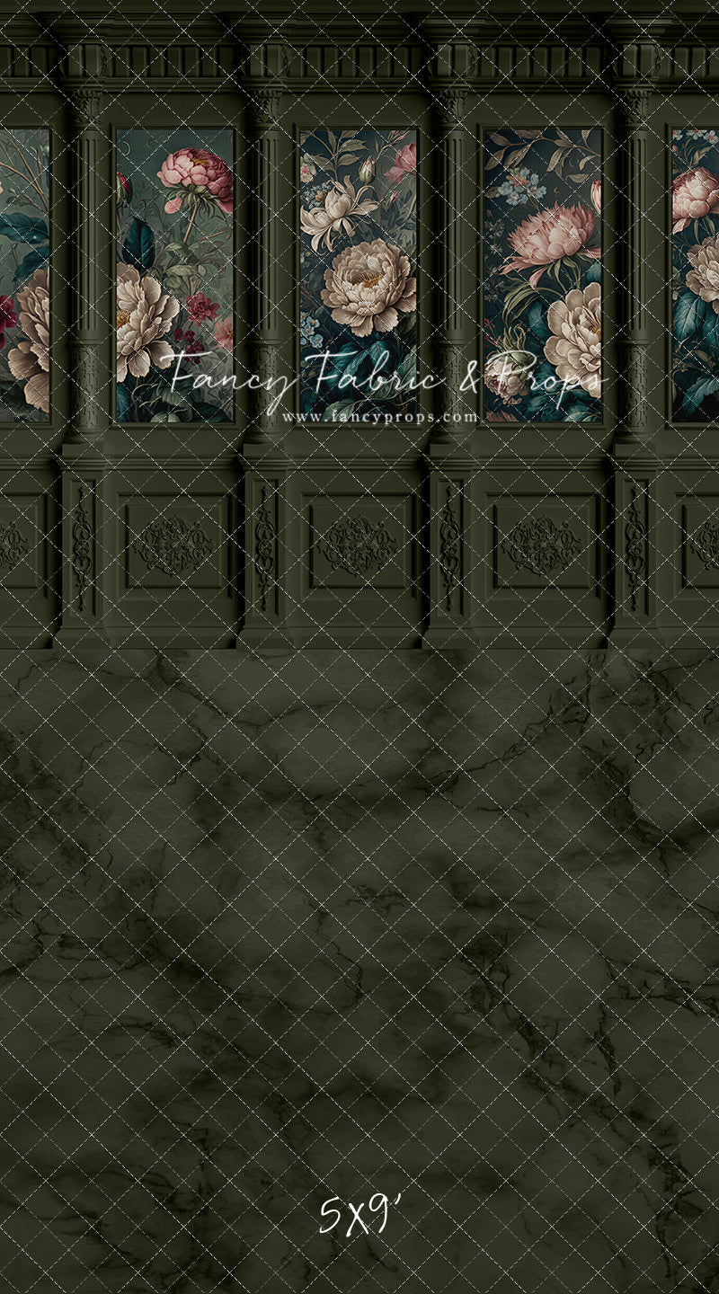 Moody Olive Wainscoting Wall - With Sweep Option