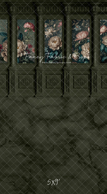 Moody Olive Wainscoting Wall - With Sweep Option