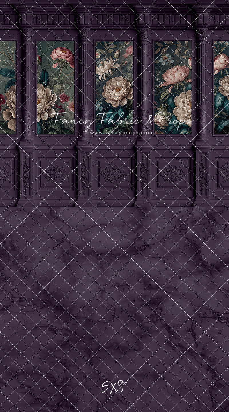 Moody Plum Wainscoting Wall - With Sweep Option