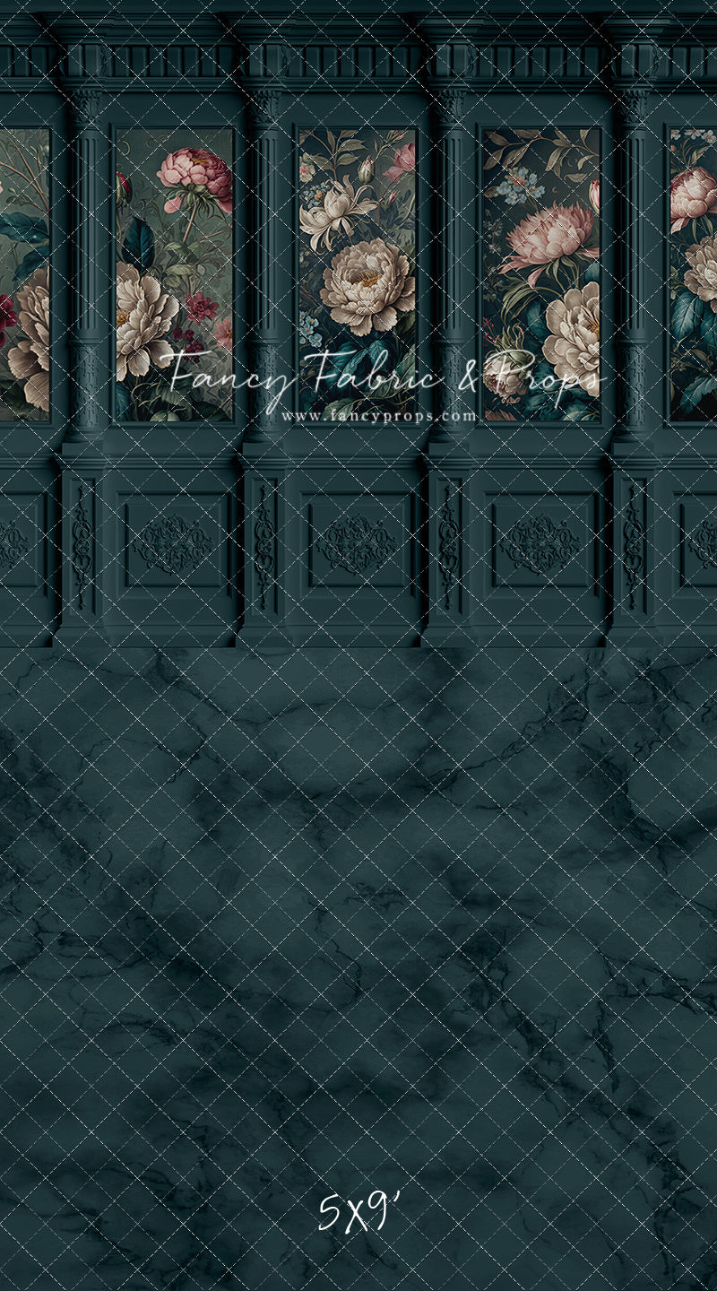 Moody Teal Wainscoting Wall - With Sweep Option