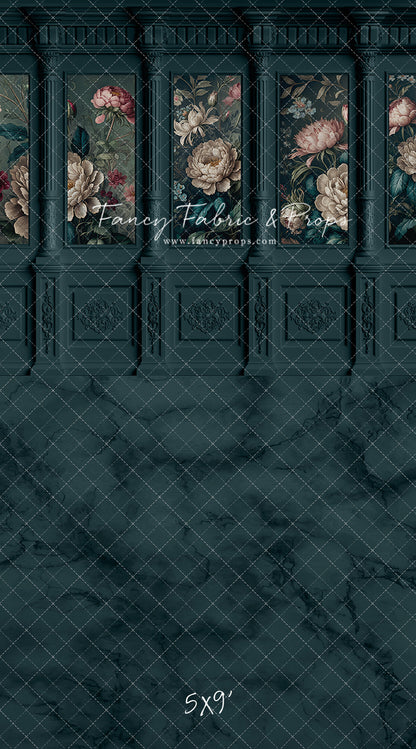 Moody Teal Wainscoting Wall - With Sweep Option