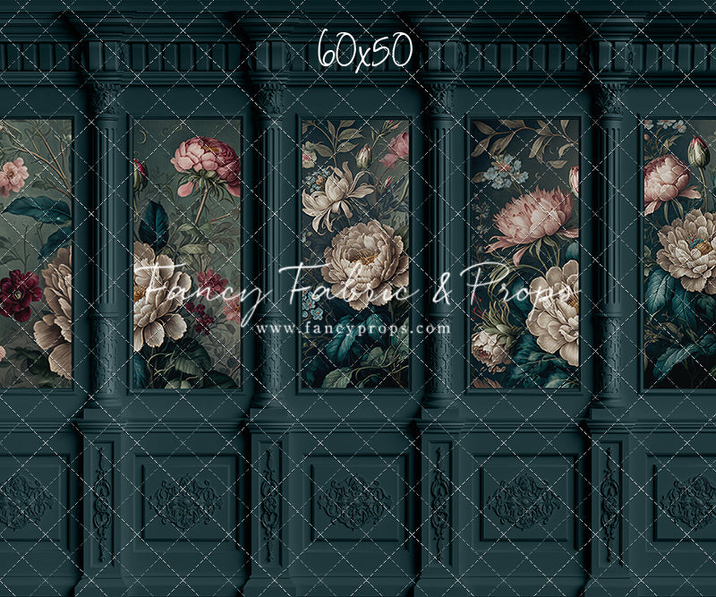 Moody Teal Wainscoting Wall - With Sweep Option