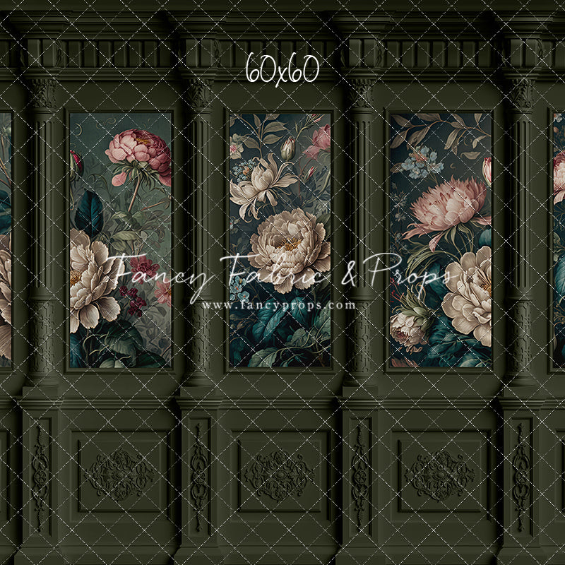 Moody Olive Wainscoting Wall - With Sweep Option