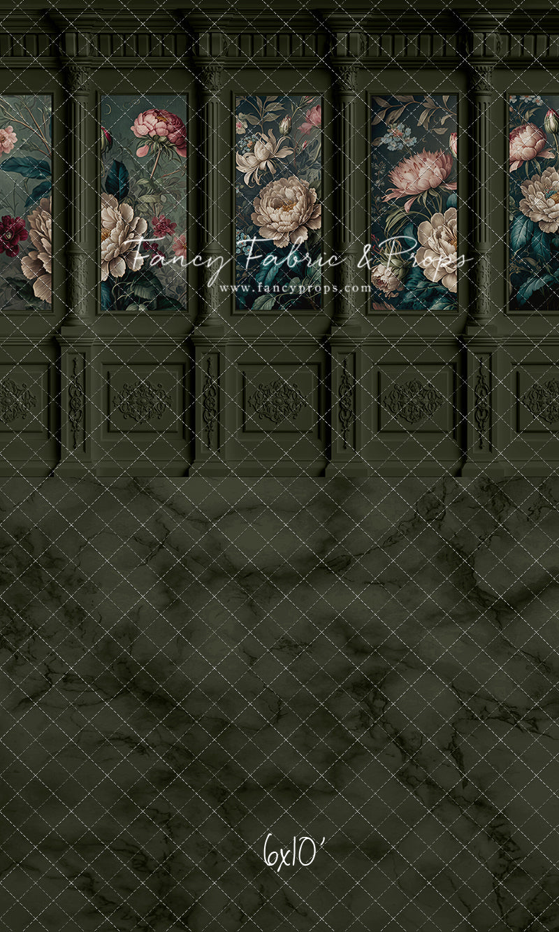 Moody Olive Wainscoting Wall - With Sweep Option