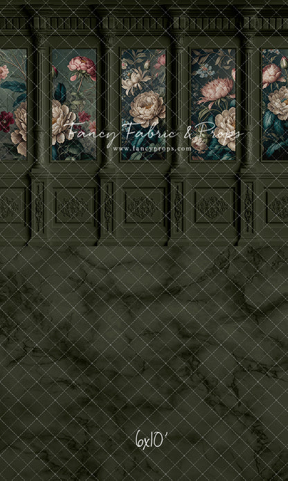 Moody Olive Wainscoting Wall - With Sweep Option