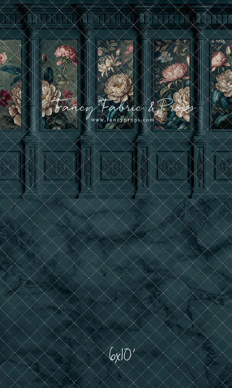 Moody Teal Wainscoting Wall - With Sweep Option