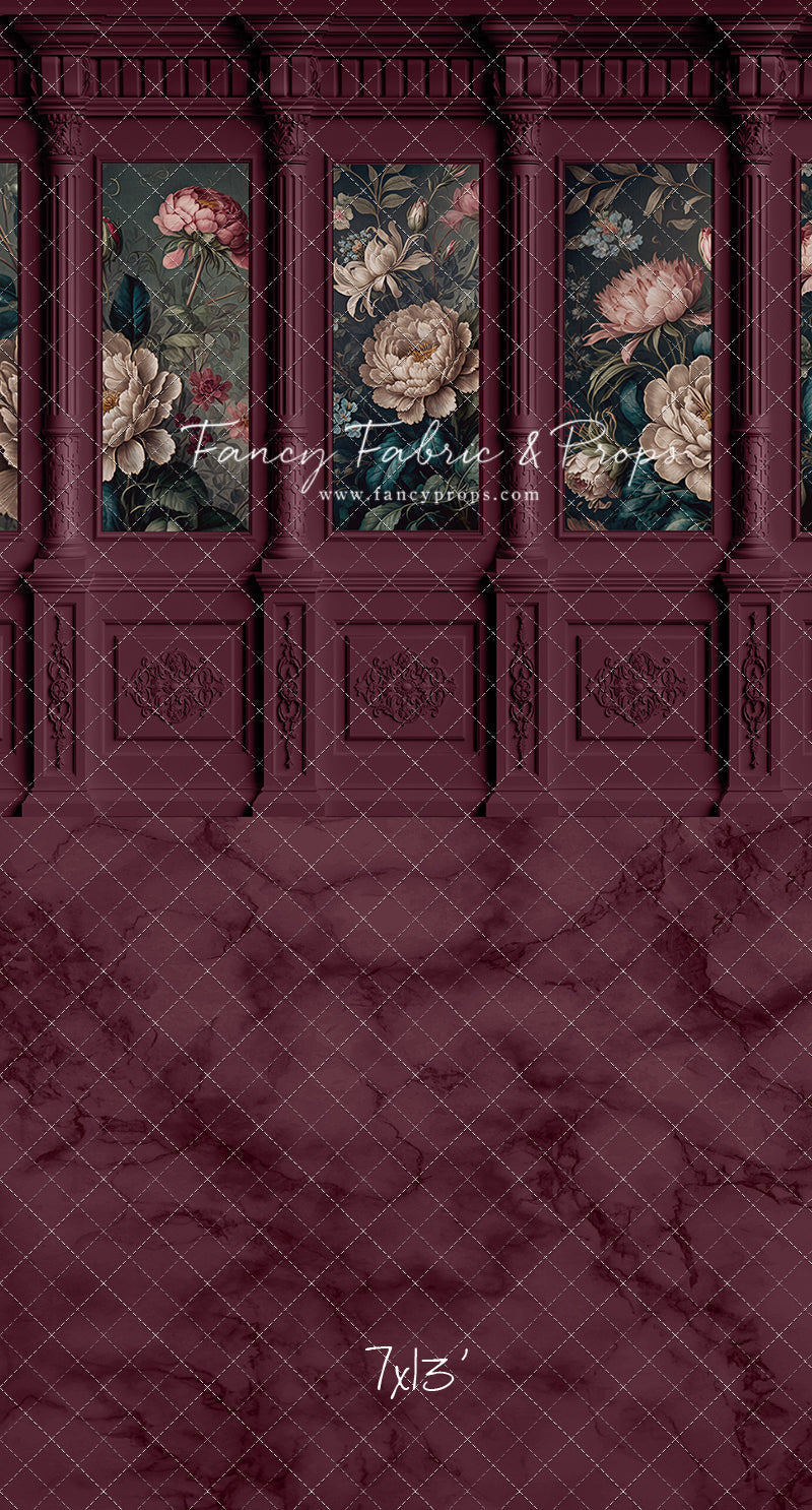 Moody Magenta Wainscoting Wall - With Sweep Option