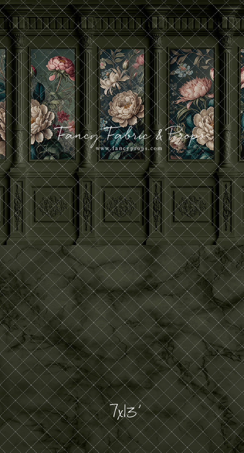 Moody Olive Wainscoting Wall - With Sweep Option