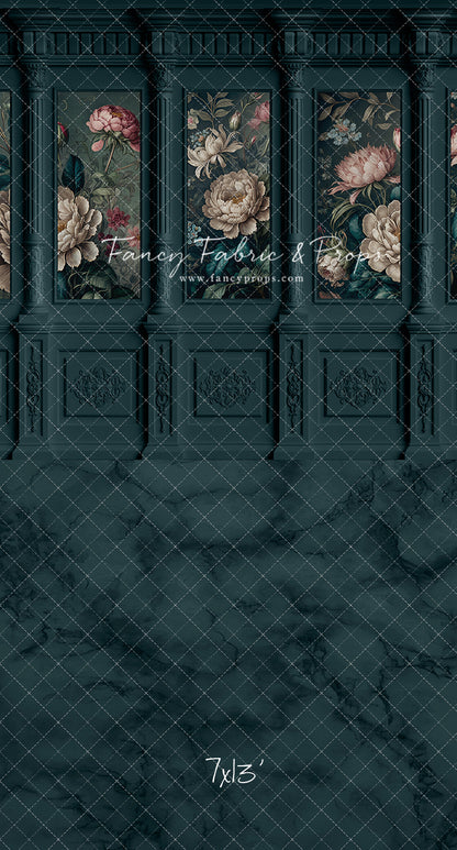 Moody Teal Wainscoting Wall - With Sweep Option