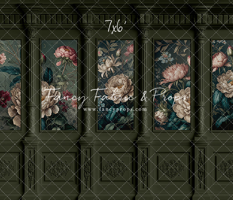 Moody Olive Wainscoting Wall - With Sweep Option