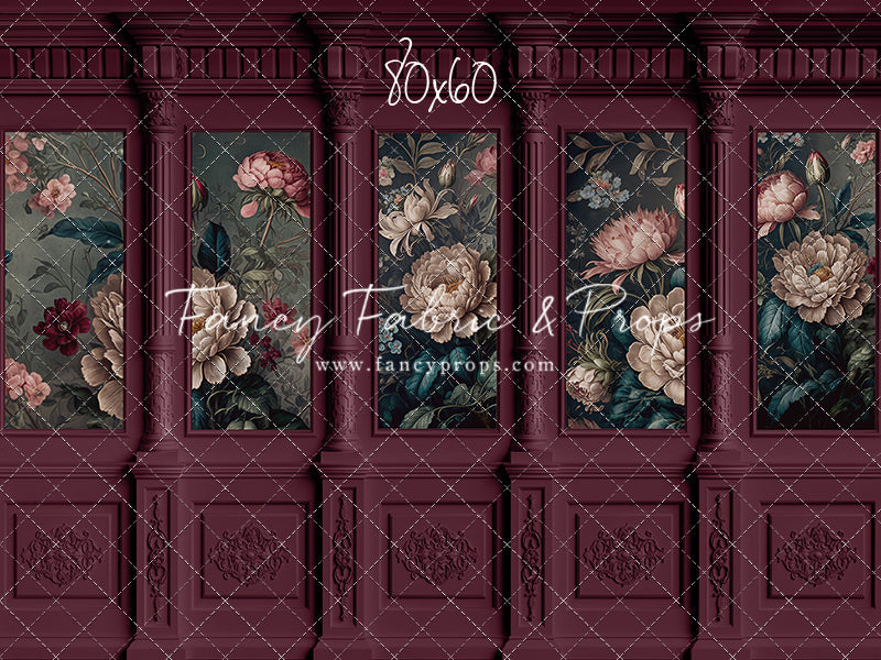 Moody Magenta Wainscoting Wall - With Sweep Option