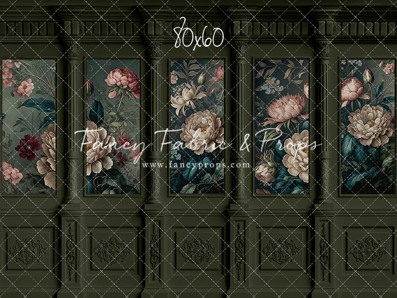 Moody Olive Wainscoting Wall - With Sweep Option