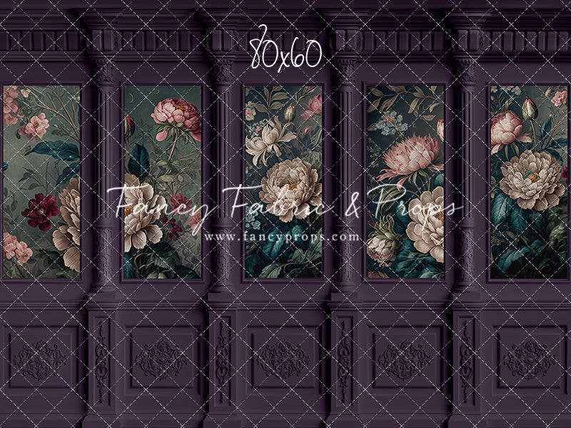 Moody Plum Wainscoting Wall - With Sweep Option