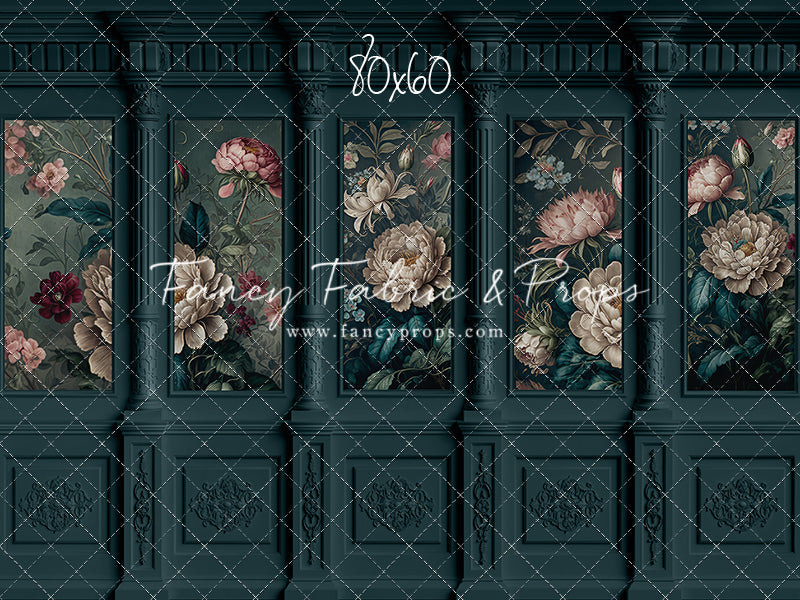 Moody Teal Wainscoting Wall - With Sweep Option