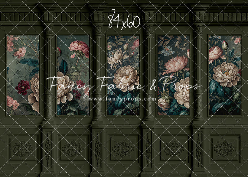 Moody Olive Wainscoting Wall - With Sweep Option