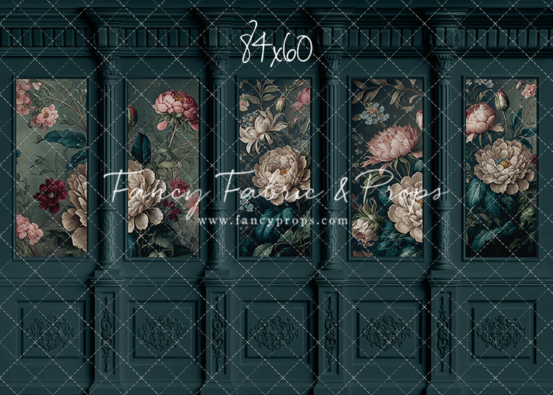 Moody Teal Wainscoting Wall - With Sweep Option