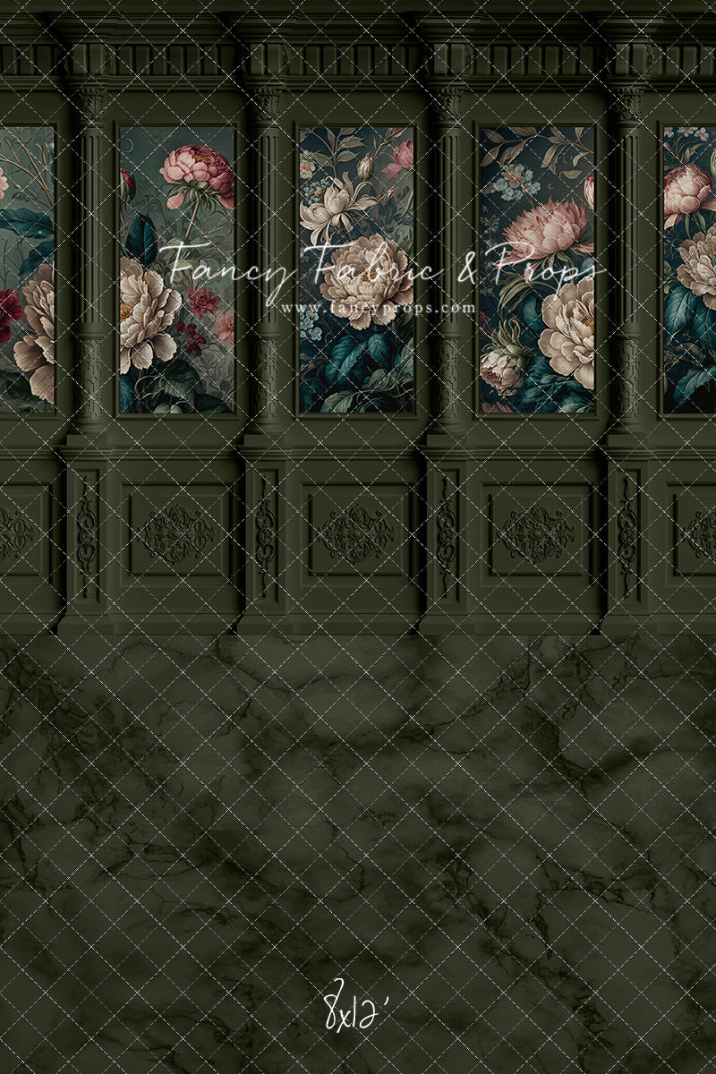 Moody Olive Wainscoting Wall - With Sweep Option