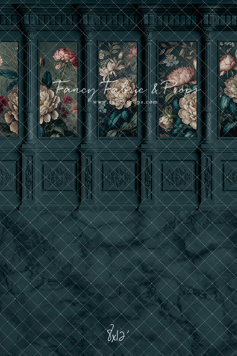 Moody Teal Wainscoting Wall - With Sweep Option