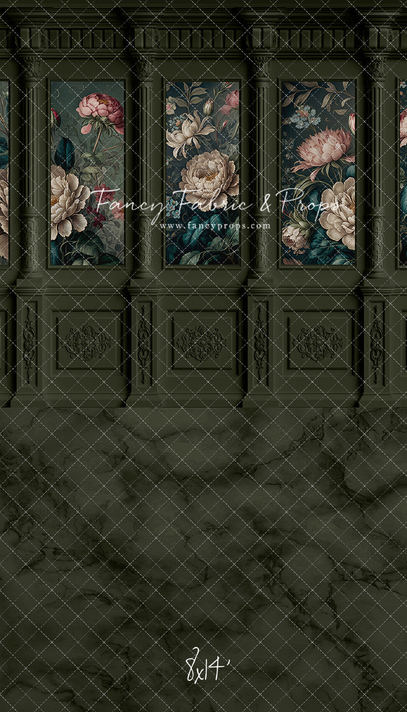 Moody Olive Wainscoting Wall - With Sweep Option