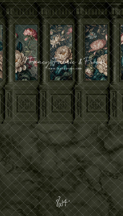 Moody Olive Wainscoting Wall - With Sweep Option