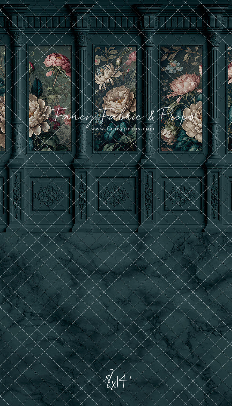 Moody Teal Wainscoting Wall - With Sweep Option