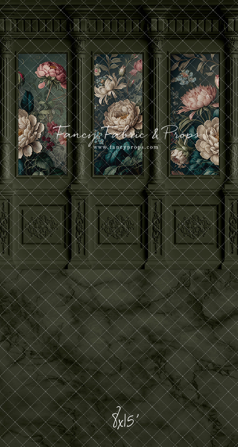 Moody Olive Wainscoting Wall - With Sweep Option