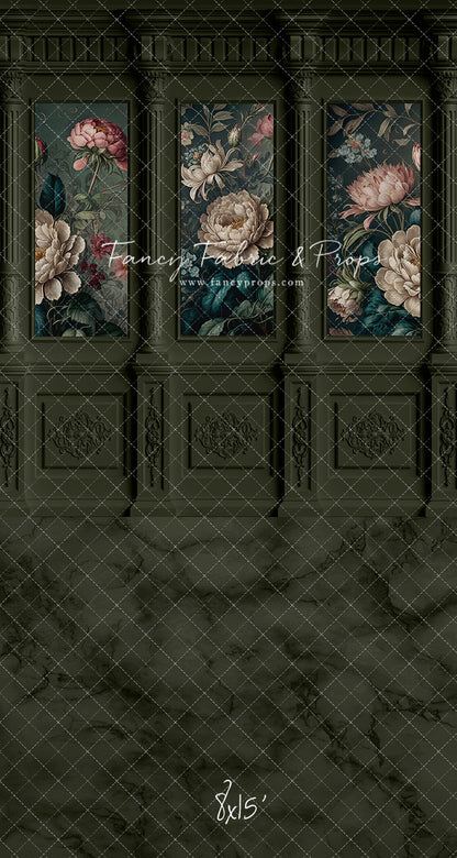 Moody Olive Wainscoting Wall - With Sweep Option