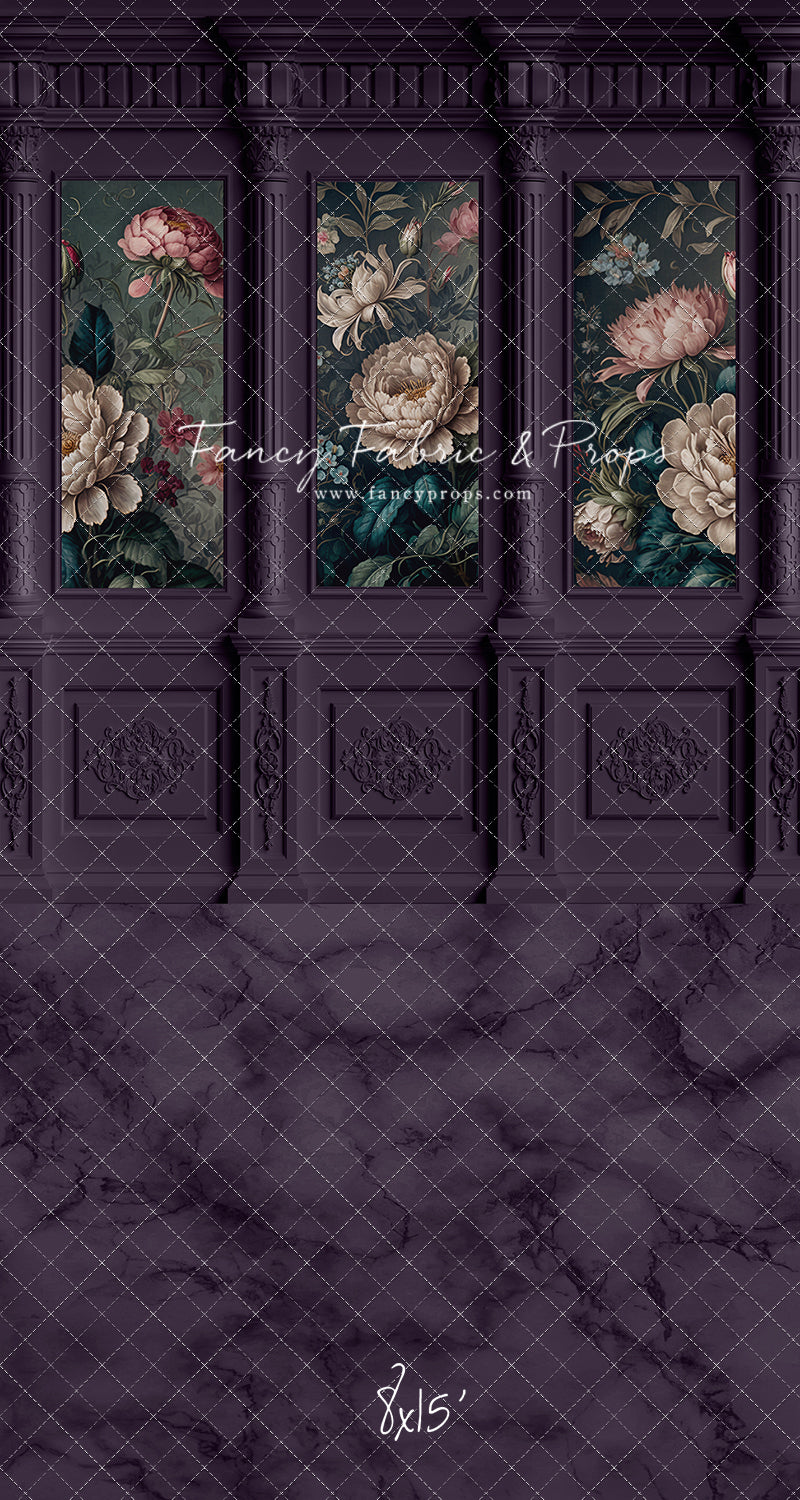 Moody Plum Wainscoting Wall - With Sweep Option